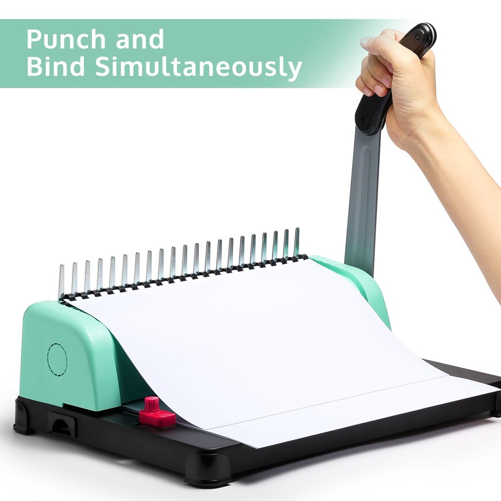 Binding Machine, 21-Hole 450 Sheets Paper Comb Punch Binder Machine for Lette...