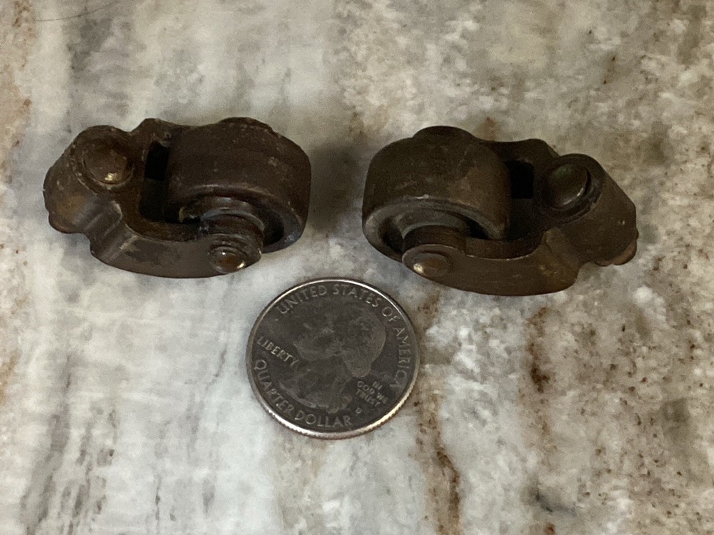 VTG 2 Solid Metal Caster Wheels (brass?) #4001 On Both