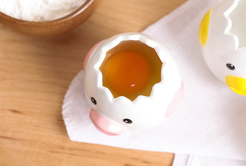 LuoCoCo Cute Egg Separator, Ceramics Vomiting Chicken Egg Yolk White Separato...