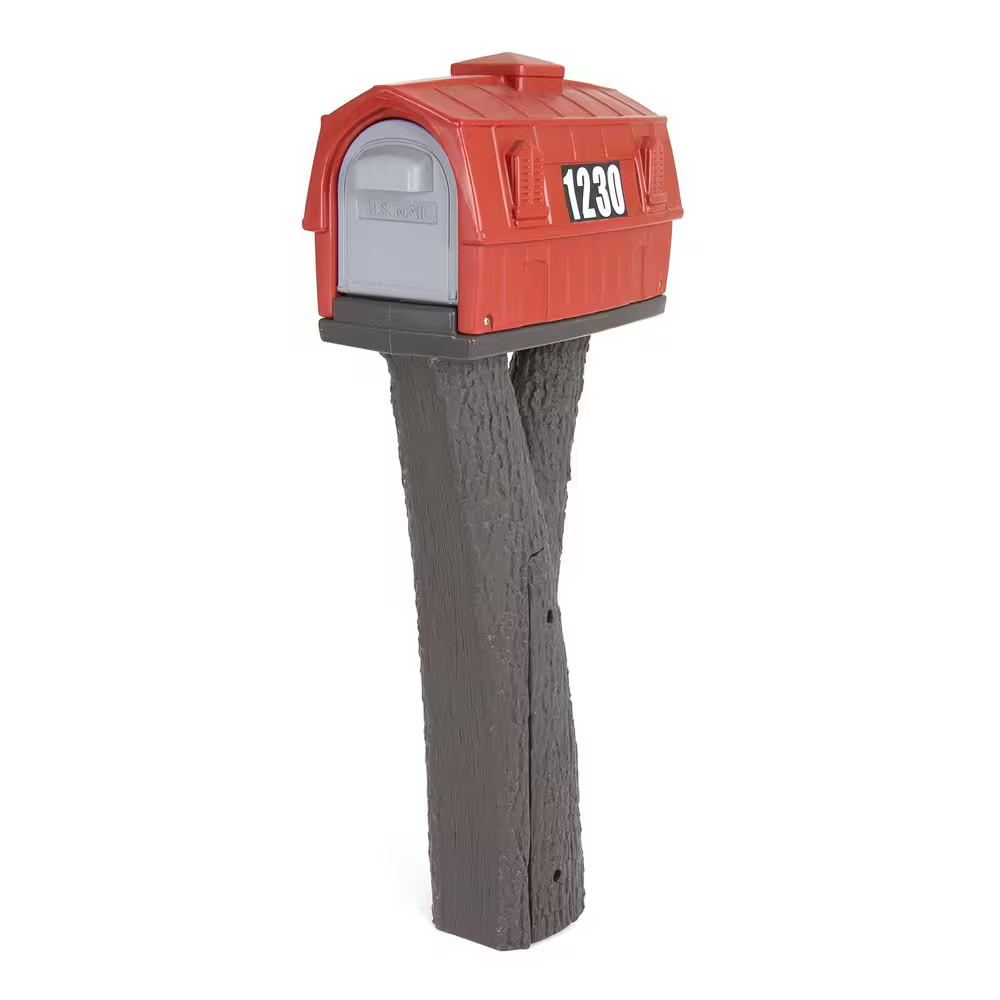 Rustic Barn Burnt Red/Espresso Post Mount Mailbox