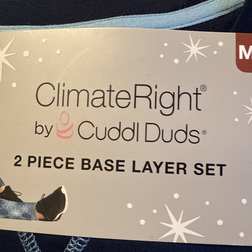 Cuddl Duds ClimateRight Base Layer Top & Legging Set BLUE 2-Piece Size M