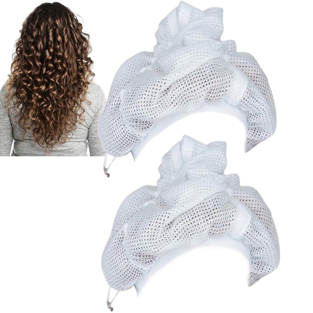 Net Plopping Cap For Drying Curly Hair Drawstring Adjustable Hair Drying Bonnet