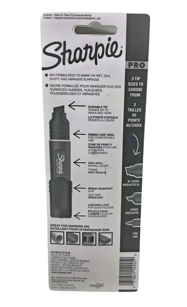 Sharpie Pro Professional Permanent Marker XL Chisel Black Jumbo Extra Large