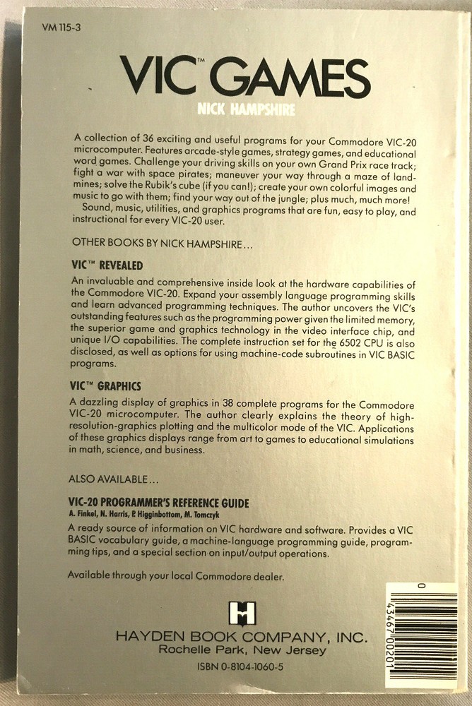 VIC Games - Programming for Commodore VIC-20 Nick Hampshire1982