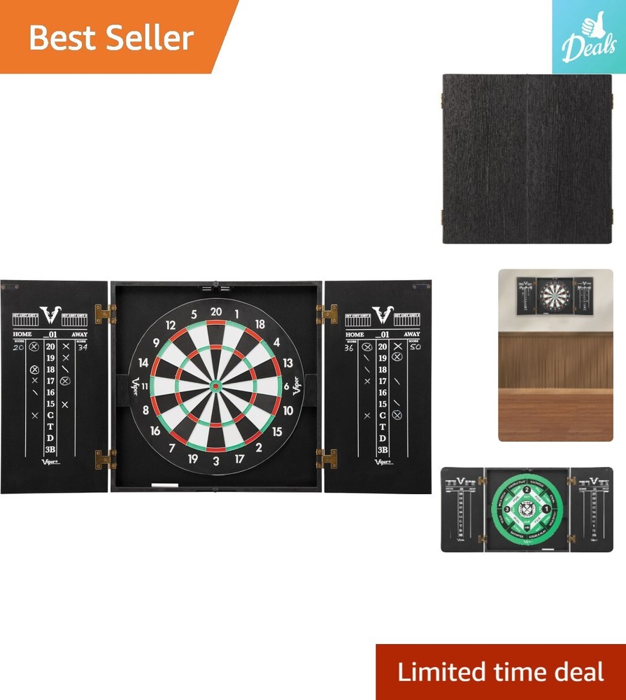 Premium High-Quality Viper Cabinet - Steel-Tip Dartboard Ready-to-Play Bundle