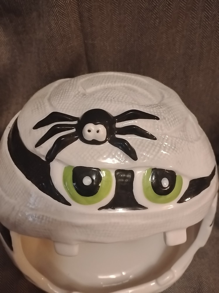 Members Mark Pre- Lit Ceramic Halloween Candy Bowl Mummy And Spider