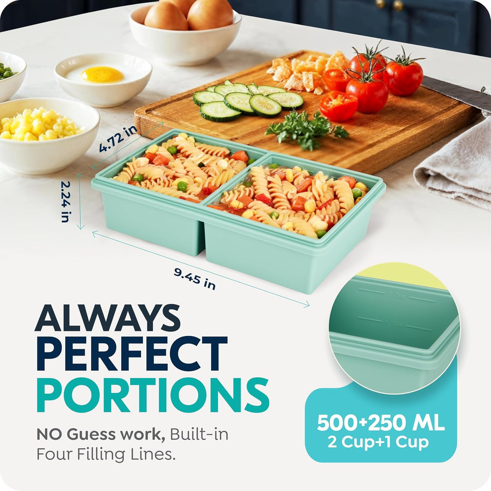 Silicone Soup Freezer Molds with Lids, 2 Cup & 1 Cup Combo, Soup Container St...