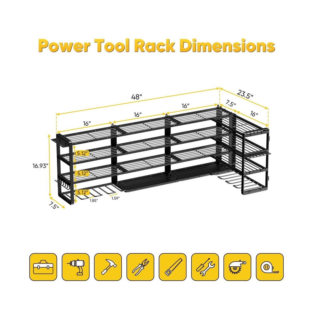 Extra Large 64" W Power Tool Organizer Wall Mount, Load 800 lbs, Heavy Duty 4...