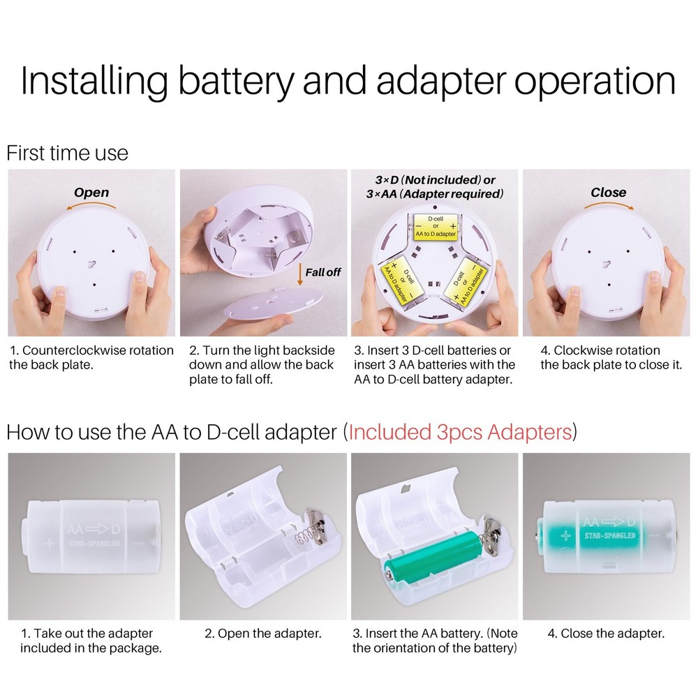 6.3” Motion Sensor Ceiling Light Indoor AA or D-Cell Battery Operated for Hal...