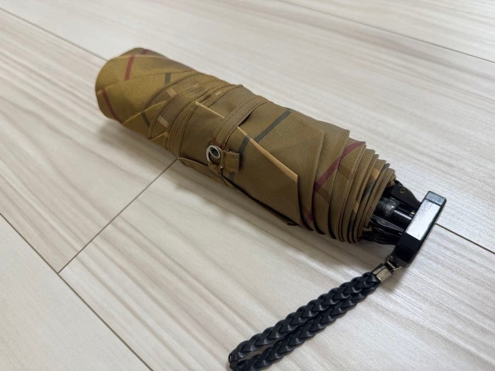 Burberry Folding Umbrella Checked Pattern Compact Ready to Use Authentic