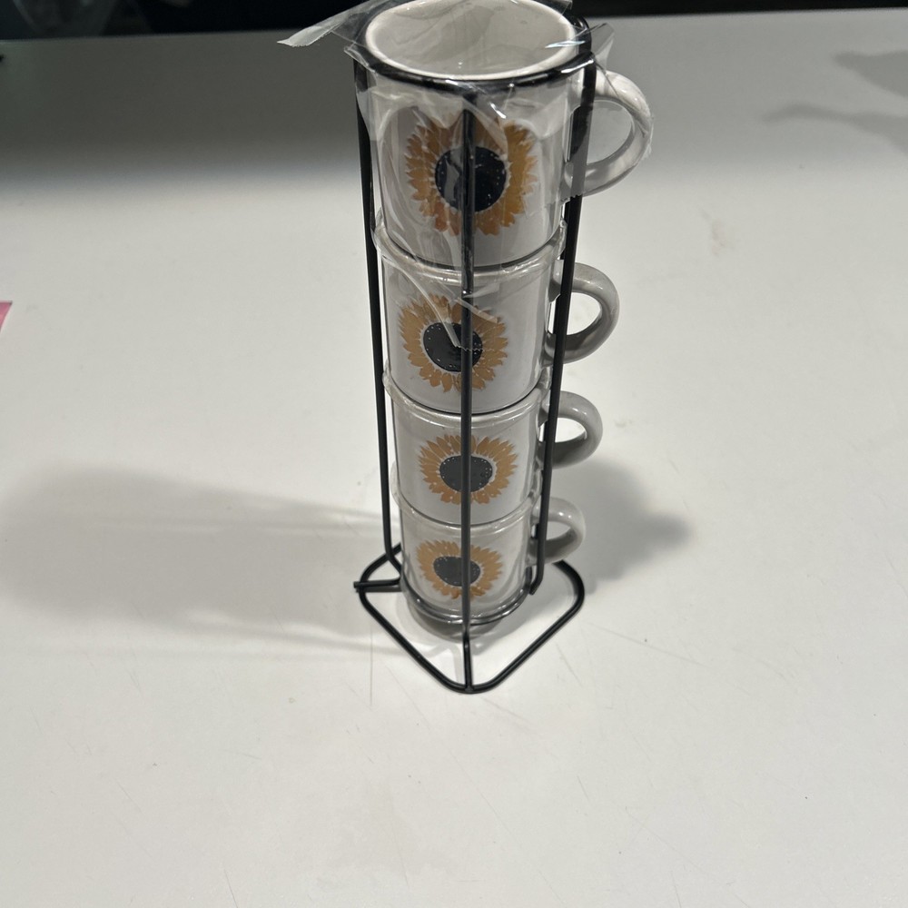 Cheery Sunflower Espresso Cup set In Rack