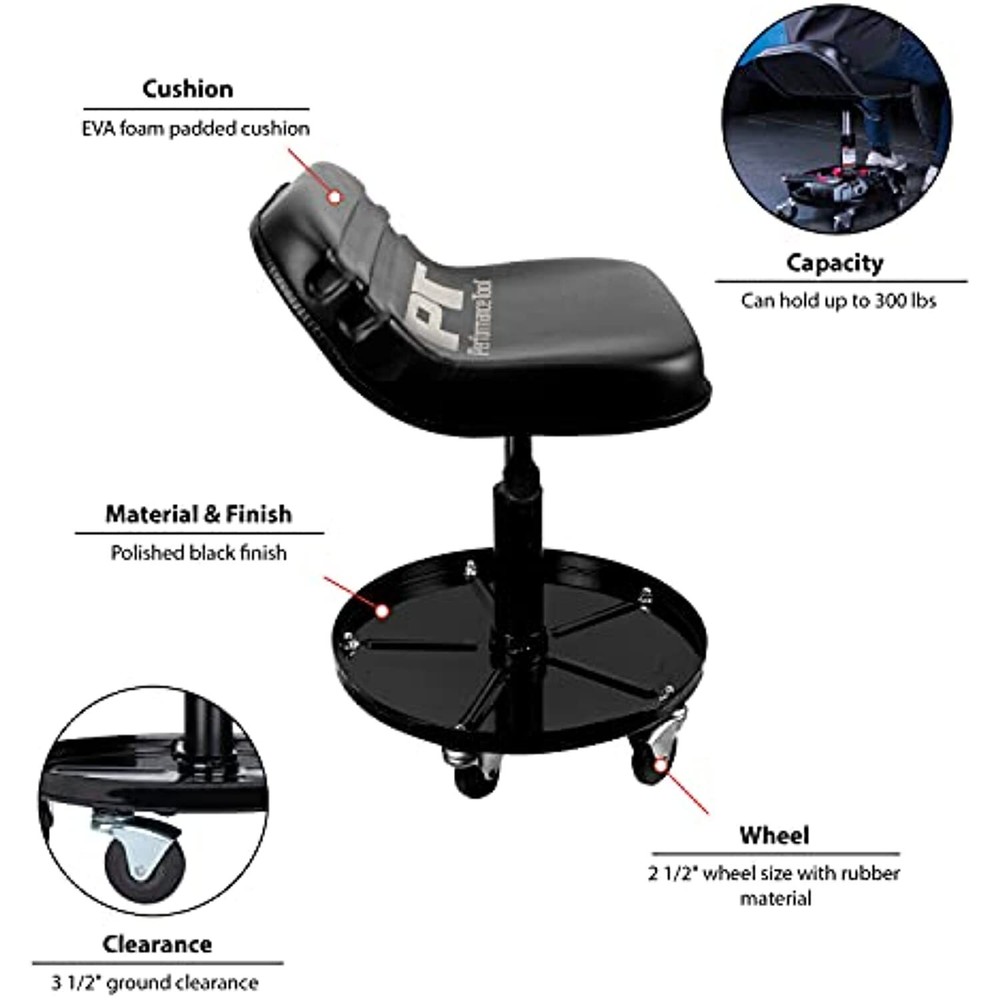 Performance Tool W85020 Tractor Creeper Rolling Work Seat with Storage Tray for