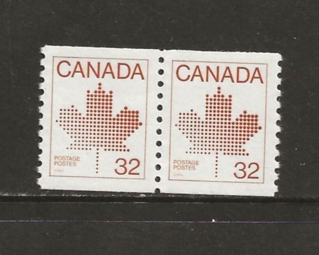 CANADA - 1983 MNH COIL 32 CENT MAPLE LEAF PAIR - G308f