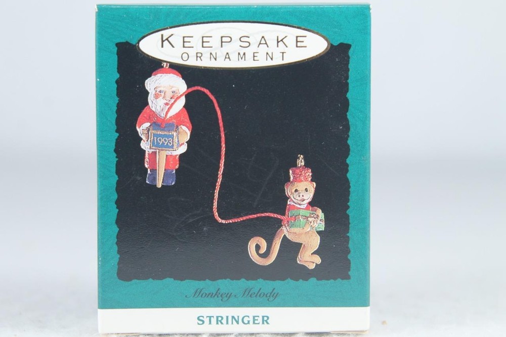 Hallmark '1993 Monkey Melody Stringer' 2 Piece with Hooks Miniature New In Box!
