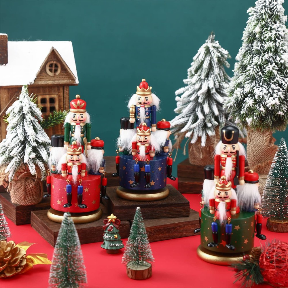 Nutcracker Music Box Wooden Nutcracker Soldier Toy Handmade Nutcracker Figure...