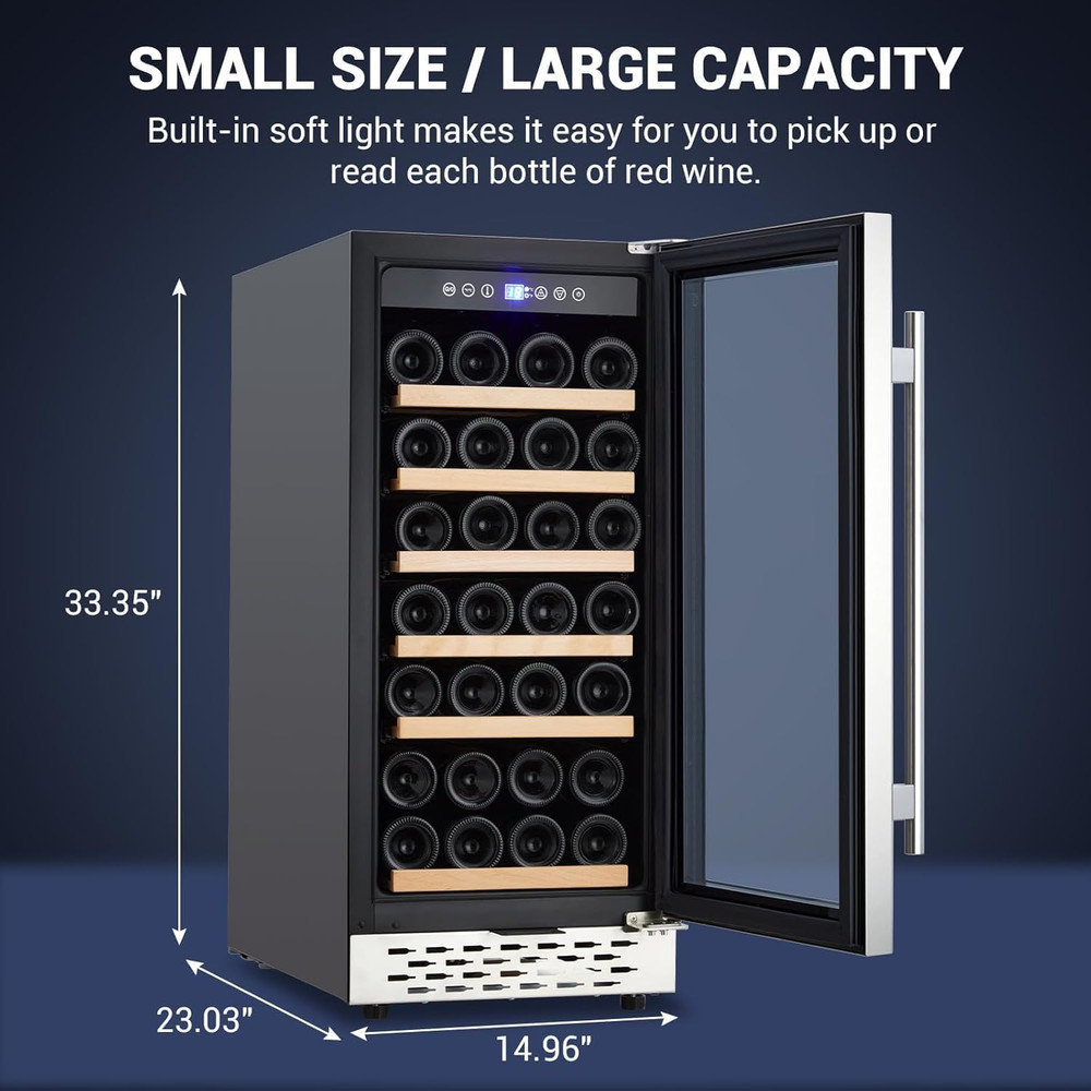 28-Bottle Wine Cooler with Digital Control, Built-In or Counter Use
