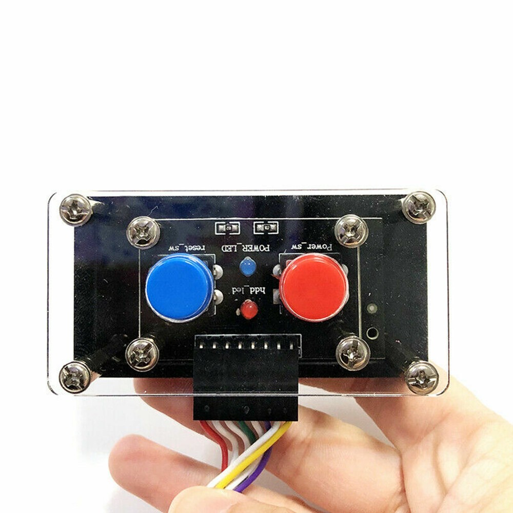 PC Case Power Desktop Computer Supply OFF/ON Reset Button Switch with LED Lights
