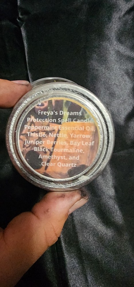 Protection Spell Candle Peppermint Scented With Hidden Crystals