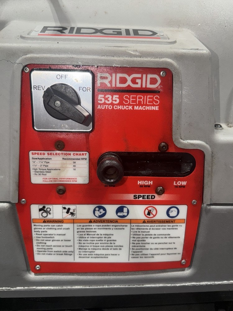 RIDGID 535A Pipe Threader Auto Chuck 20amp 115volt