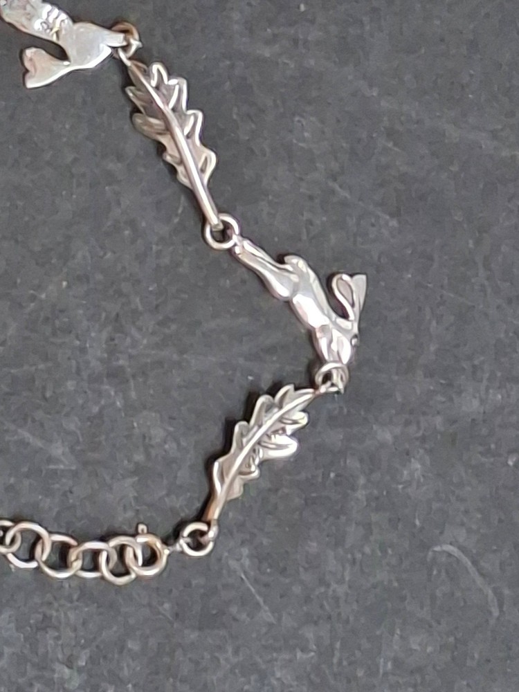 Sterling Silver Hare and Oak Leaf Bracelet