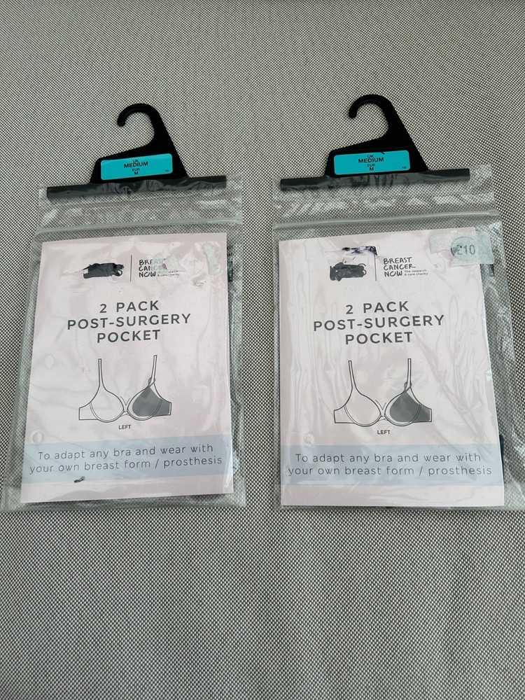 Marks & Spencer Post Surgery Pocket For Bra MEDIUM LEFT SIDE BLACK 2 x 2 Pack