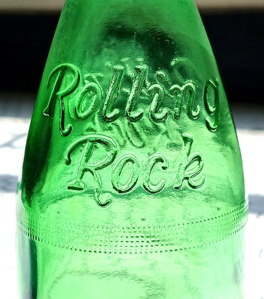 vtg Rolling Rock beer bottle embossed
