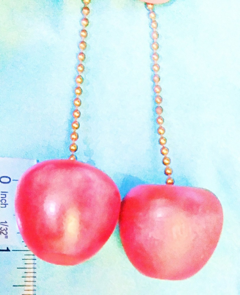 Set of Two ~ APPLE RED Wooden ~ Ceiling Fan Pulls