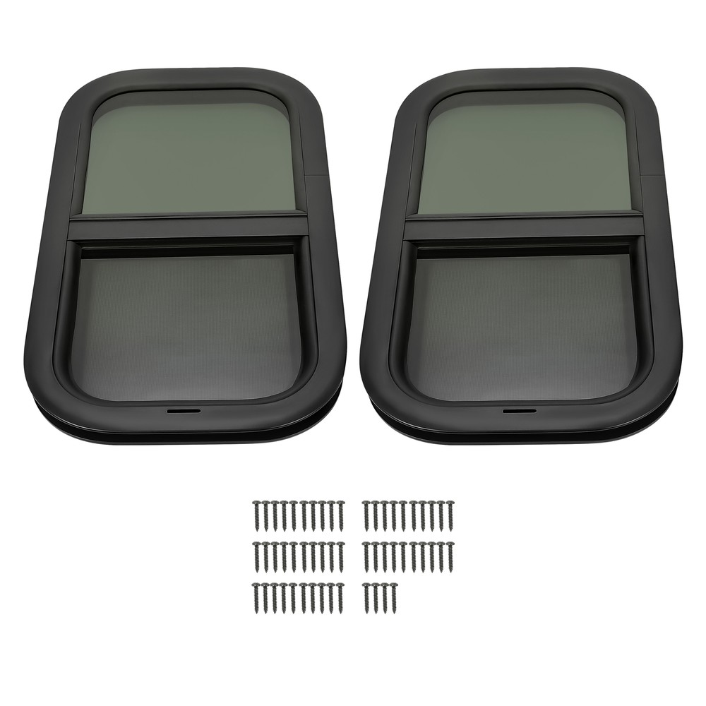 2 Pack 12 x 22 x1-1/2" Wall Vertical RV Window Cargo Trailer W/Screen & Screws
