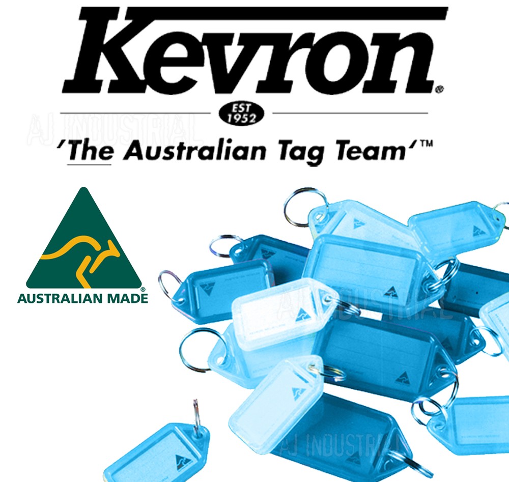 KEVRON CLICK KEY TAGS - BLUE - BULK PACK x 50 - PLASTIC LABELS - HOME OFFICE