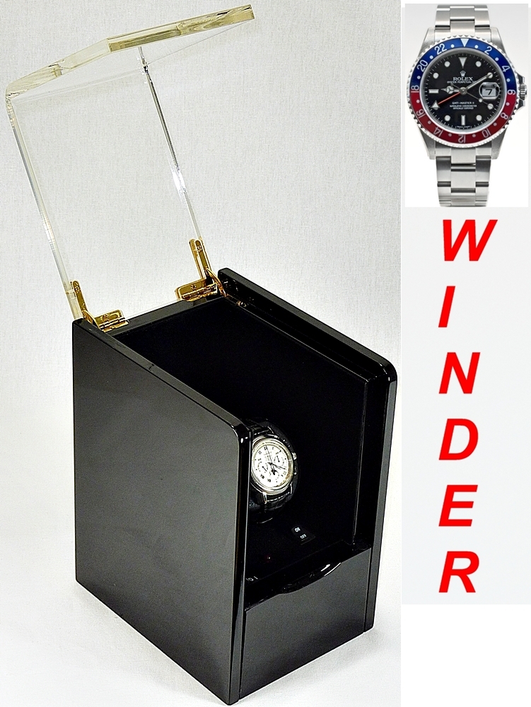 Single Automatic Watch Winder -model:VISTA VAULT-1B-Piano Gloss Ebony Black