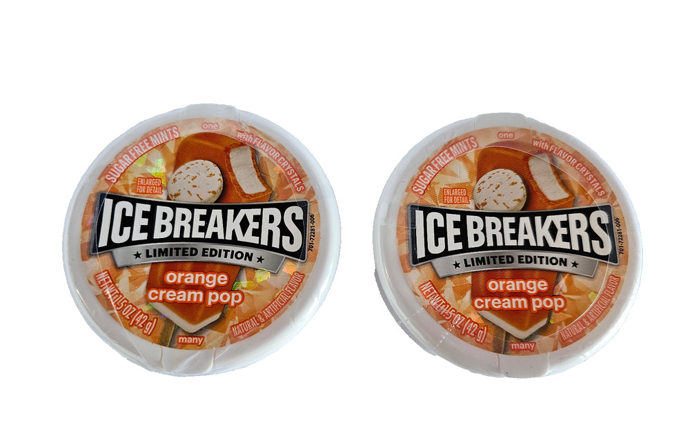 Ice Breakers Orange Cream Pop Mints Discontinued Limited Edition 2 Pack!