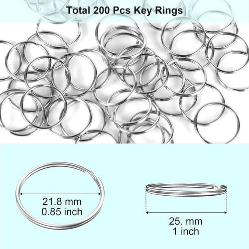 100PCS Key Rings Bulk, Split Rings, Keychain and Crafts 1 silver