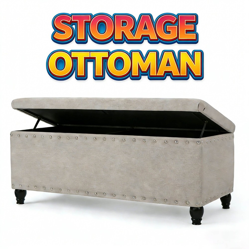 Storage Bench with Birch Legs and Storage Space