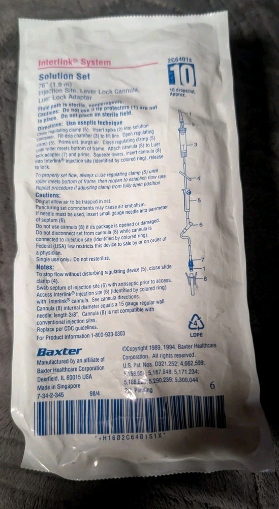 *1-Pack* Baxter System Solution Set Sterile 2C6401