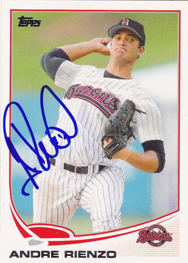 ANDRE RIENZO BIRMINGHAM BARONS SIGNED 2013 CARD CHICAGO WHITE SOX MIAMI MARLINS