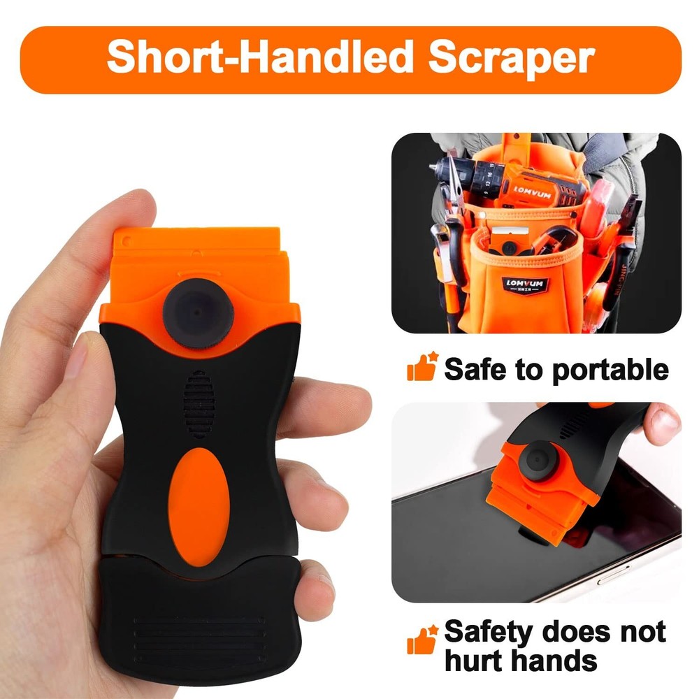 Multi-Purpose Razor Blade Scraper Set,Min Scraper,Heavy Duty Long H... Fast Ship