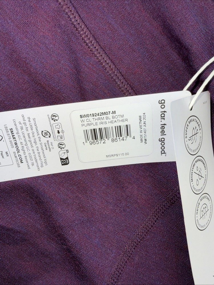 $115 SmartWool Women's Classic Thermal Base Layer Pants -Purple Iris-Medium-New