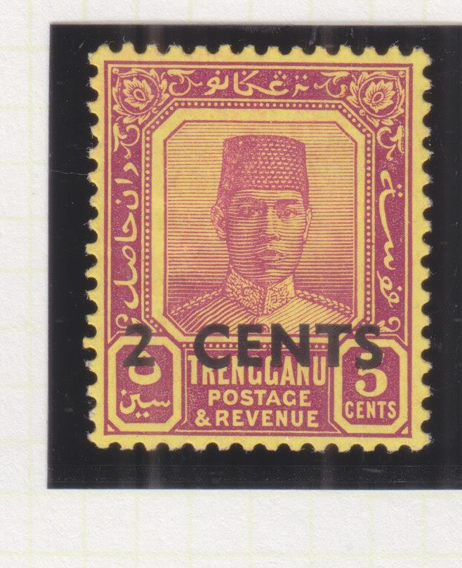 TRENGGANU, 1941 surcharge pair, lhm.
