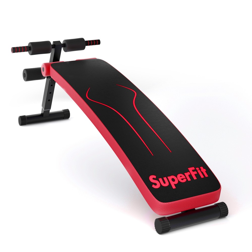 SuperFit Folding Weight Bench Adjustable Sit-up Board Workout Slant Bench Red