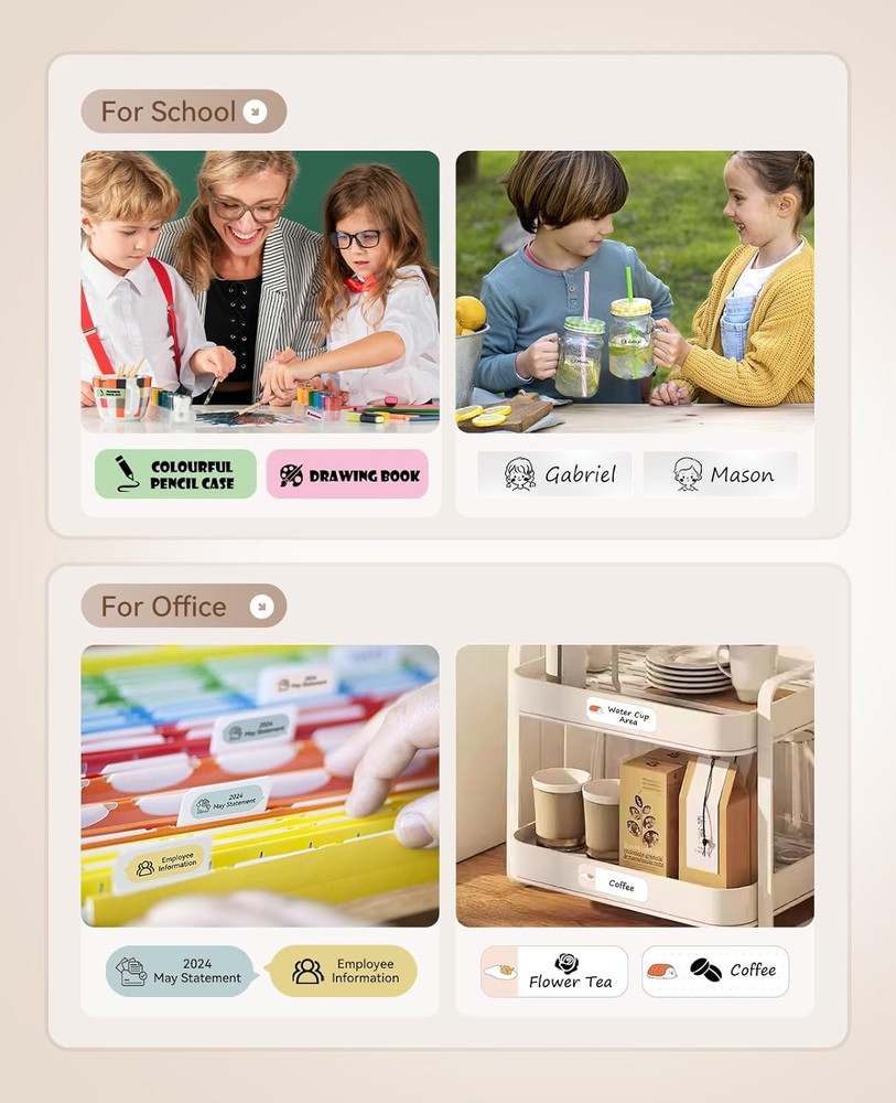 Label Maker Machine Bluetooth Label Printer for School Home Office Organization,