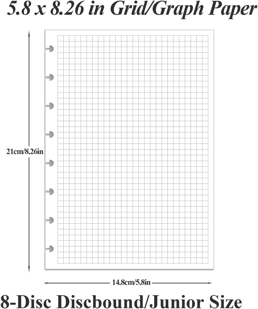 A5 TUL Discbound Grid Refill Paper, 8-Disc Graph Blue,Clear,White