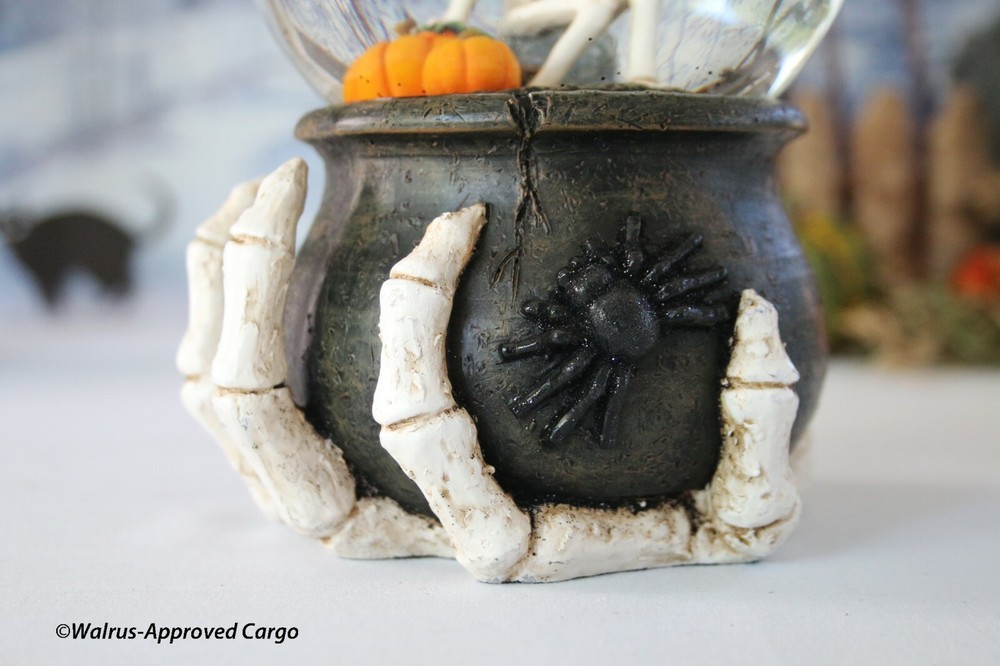 SKELETON, CROW & CAULDRON SNOWGLOBE – SHAKE UP THAT BLAH HALLOWEEN DÉCOR!