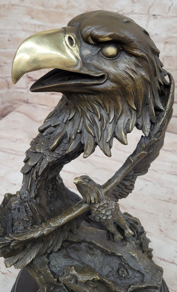Milo`s Original Bronze Statue: Handmade EagleHead Sculpture, Fine Artwork