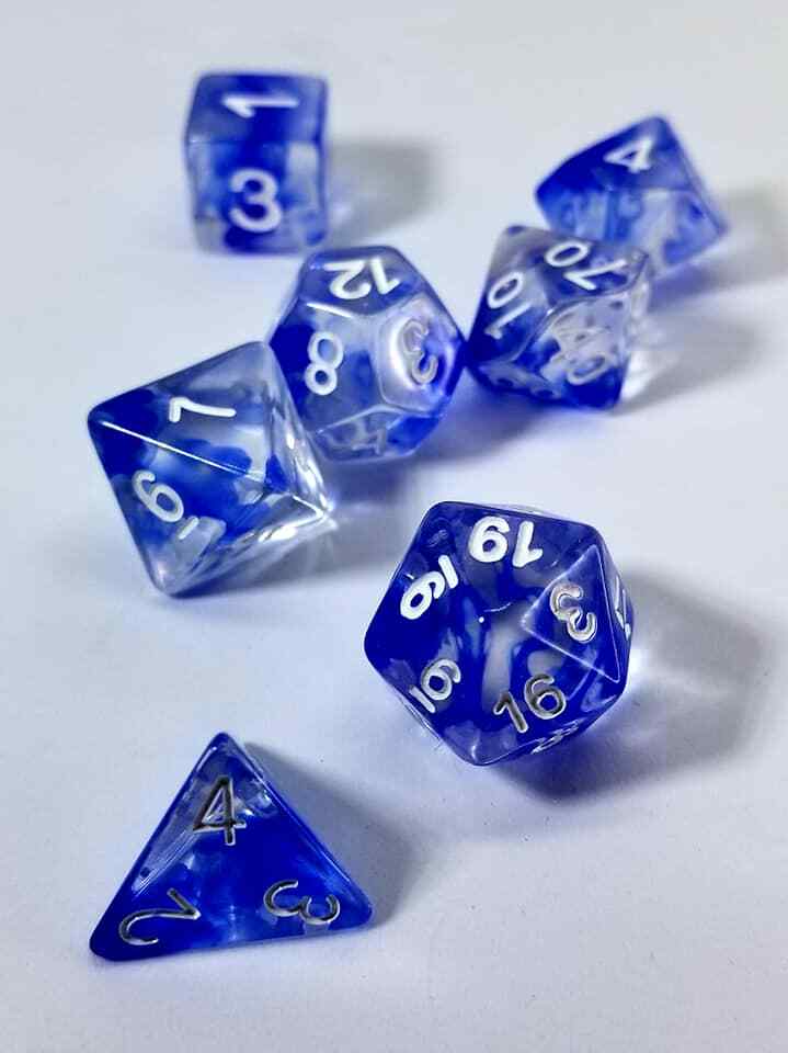 Nebulous Blue 7 Dice Set Polyhedral RPG DnD Dungeons Dragons Pathfinder d20