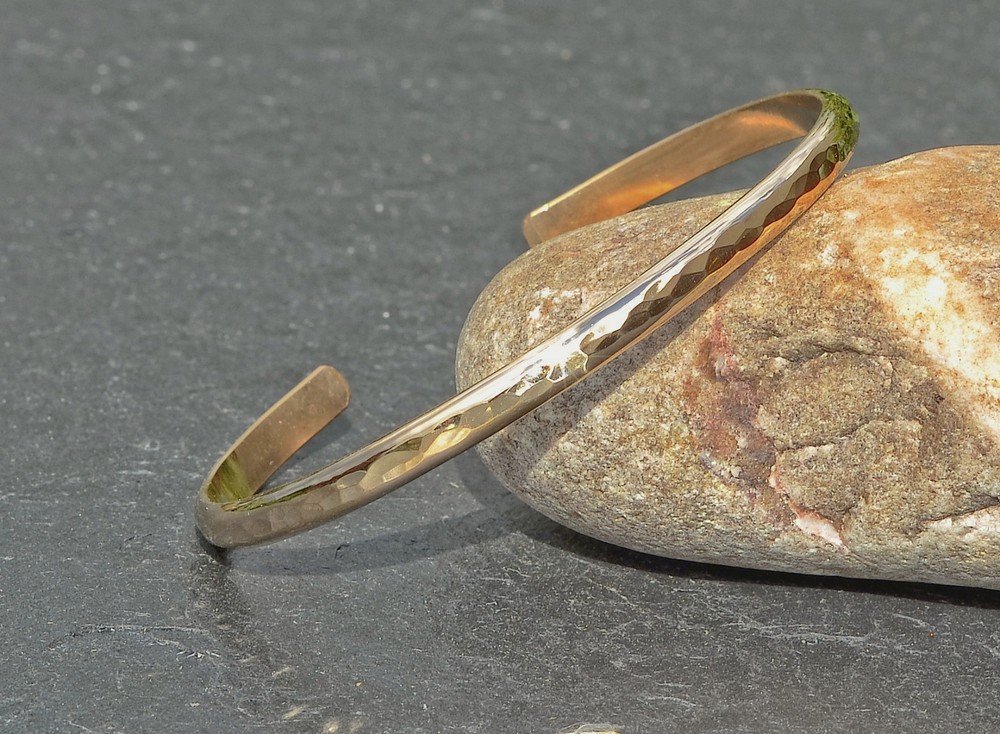dainty gold filled hammered cuff bracelet