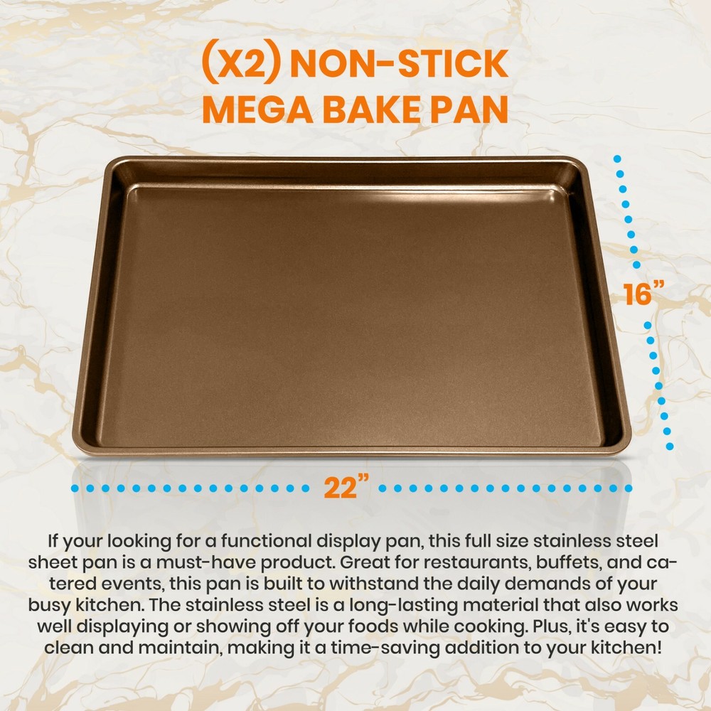NutriChef Professional Home Kitchen Bake Pans Non-Stick Coated Layer Surface 2pc