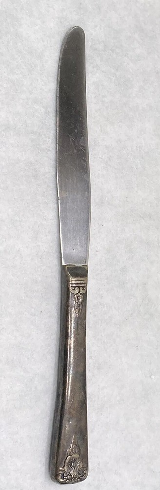 Floral Handle Silver Plated ~ Unknown Maker Knife~ 9 Inches