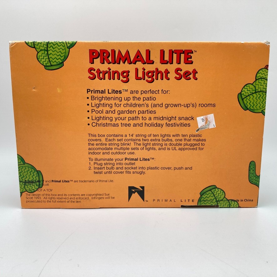 Vintage Primal Lites PRICKLY PEAR CACTUS String Lights 1990s