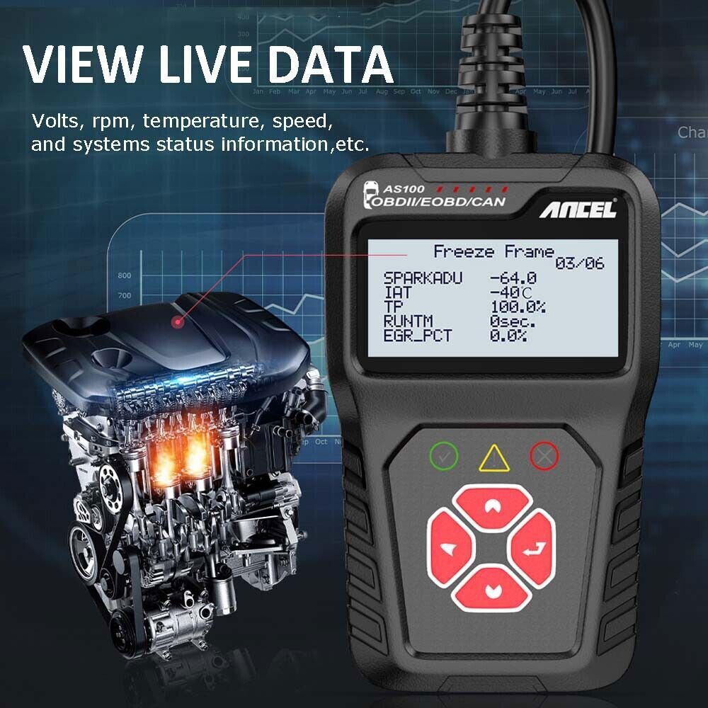 Ancel AS100 OBD2 Scanner Car Diagnostic Tool Erase Engine Fault OBD2 Code Reader