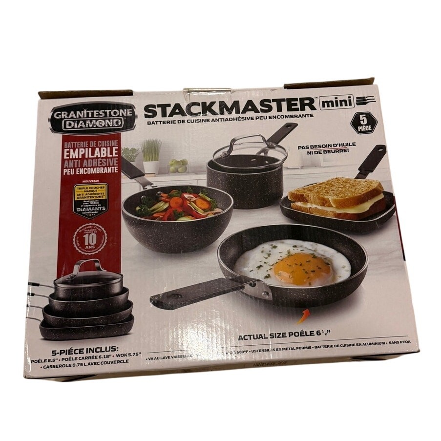 GraniteStone Diamond Stackmaster Mini 5 Pc Nonstick Cookware Set Stackable